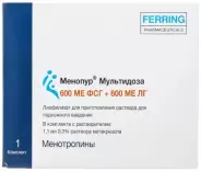 Менопур Мультидоза Лиоф.порошок 600МЕ ФСГ+600МЕ ЛГ шприц №9 в Нижнем Новгороде