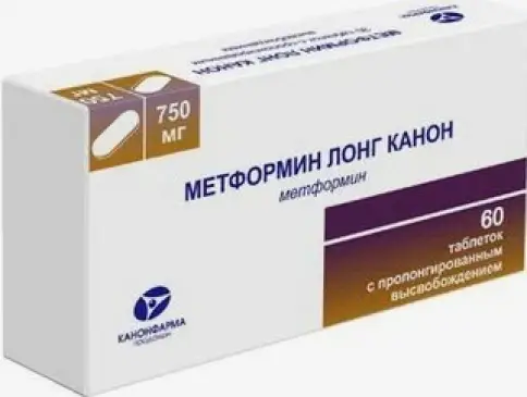 Метформин пролонгир.действия Таблетки п/о 750 мг №60