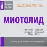 Миотолид Р-р д/инъекций 100мг+2.5мг 1мл №5 в Фрязино от Интернет - аптека  POLZAru Фрязино
