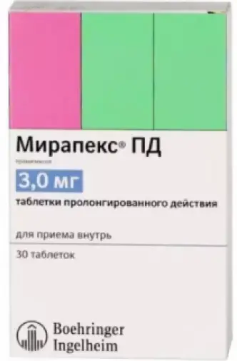 Мирапекс ПД Таблетки 3мг №30 произодства Роттендорф Фарма ГмбХ