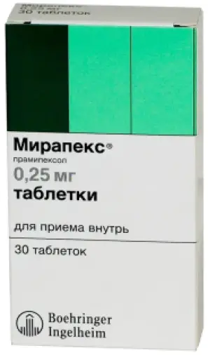 Мирапекс Таблетки 250мкг №30 произодства Берингер Ингельхайм