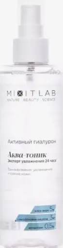 Mixit Lab Аква-тоник для сухой кожи лица увлажняющий, с алоэ и гиалуроновой кислотой Флакон с дозатором 200мл произодства Миксит