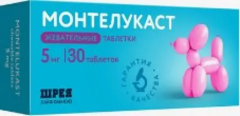 Монтелукаст Таблетки жевательные 5мг №30 произодства Шрея Лайф Сайнс
