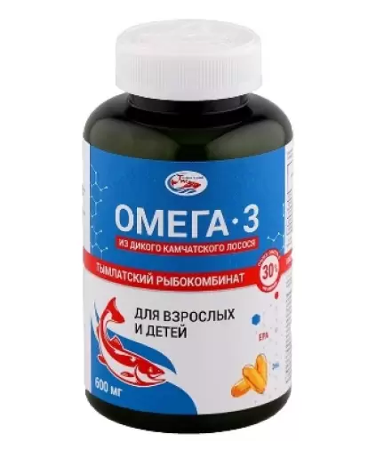 Омега-3 из дикого камчатского лосося Salmonica Капсулы 600мг №240 произодства Тымлатский рыбокомбинат