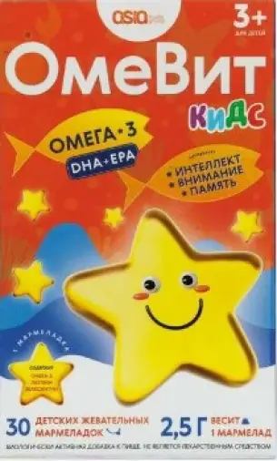ОмеВит кидс Омега-3 с 3-х лет Жевательный мармелад 2.5г №30 произодства Натурекс