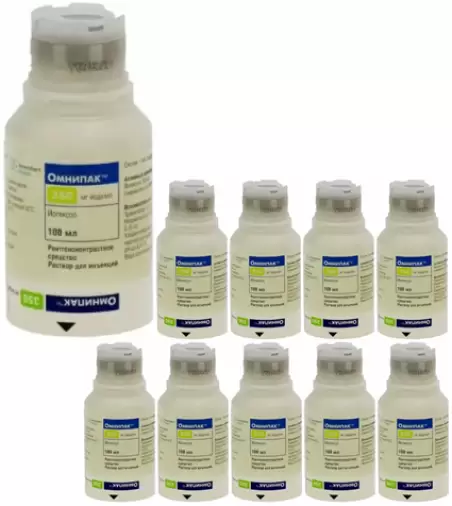 Омнипак Флакон 350мг йода/мл 100мл №10 произодства Ирландия