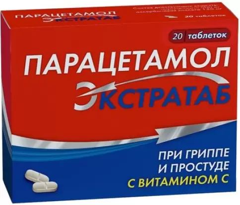 Парацетамол Экстратаб Таблетки 500мг+150мг №20 в Королеве