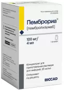 Пемброриа Концентрат д/инф.р-ра 25мг/мл 4мл №1 от Аптека Глори Каховская