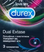 Презервативы Durex Dual Extase рельефные с анестетиком Упаковка №3 от ССЛ Интернешнл