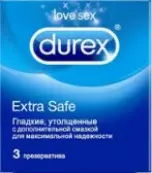 Презервативы Durex Extra Safe гладкие утолщенные Упаковка №3 от Не определен