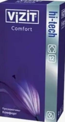 Презервативы Vizit Hi-Tech комфорт Упаковка №12 произодства ЦПР Продуктионс