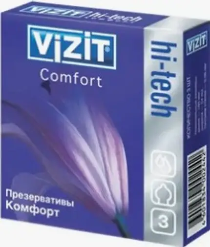 Презервативы Vizit Hi-Tech комфорт Упаковка №3 произодства СиПиА Продакшион