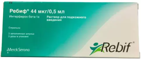 Ребиф Р-р д/п/к введ., шприц 44мкг 0.5мл №3 в Уфе