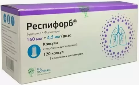 Респифорб Капсулы д/инг.+устройство 160мкг+4.5мкг/доза №120 произодства ПСК Фарма ООО