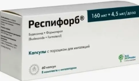 Респифорб Капсулы д/инг.+устройство 160мкг+4.5мкг/доза №60 произодства ПСК Фарма ООО