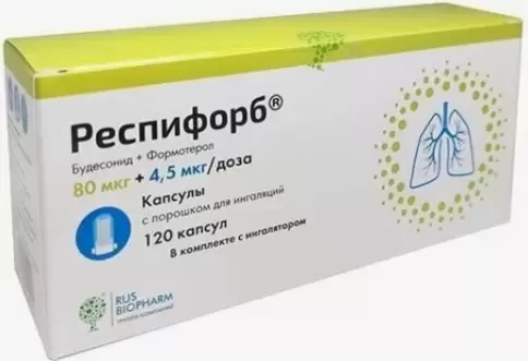 Респифорб Порошок в капс.+ ингалятор 80мкг+4.5мкг/доза №120 произодства ПСК Фарма