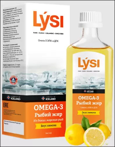 Рыбий жир Омега-3 с вкус.добавками Флакон 240мл произодства Лиси
