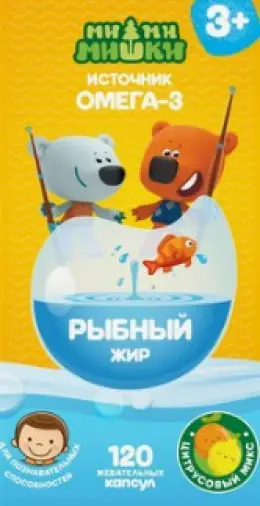 Рыбный жир Ми-ми-мишки Цитрусовый микс Капсулы жеват. 400мг (87.5мг Омега-3) №120 произодства Полярис ООО
