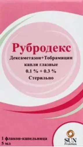 Рубродекс Капли глазные 0.1%+0.3% 5мл произодства Сан Фармасьютикал Индастри