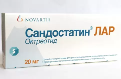 Сандостатин ЛАР Порошок д/инъекций 20мг + р-ль произодства Сандоз