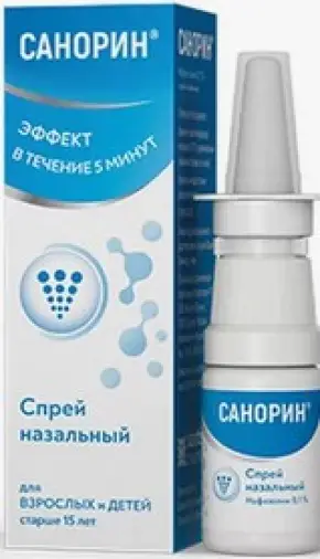Санорин с морской водой Капли в нос 0.1% 10мл произодства Гротекс ООО