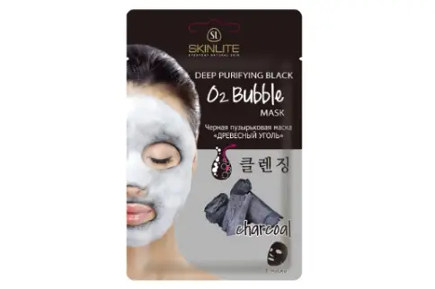 Skinlite черная пузырьковая маска для лица, древесный уголь Упаковка 20г произодства Не определен