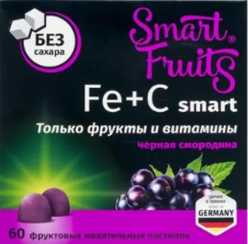 Смарт Smart Fruits Fe+C (железо+С) Пастилки жевательные фруктовые 2.5г №60 произодства Paradise Fruits/Фармтек