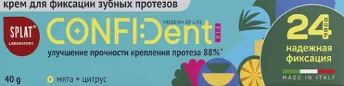Сплат Крем для фиксации зубных протезов Splat confident fix Мята-цитрус, туба 40г
