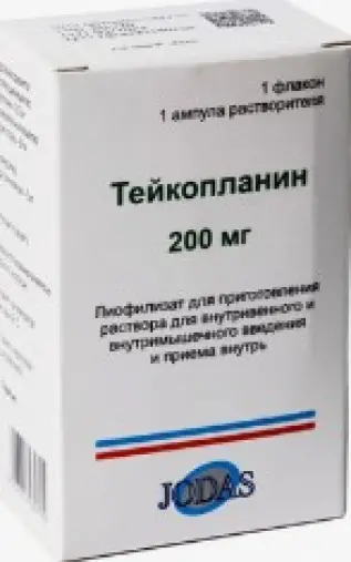 Тейкопланин Порошок для в/в и в/м введ. 200 мг+р-ль
