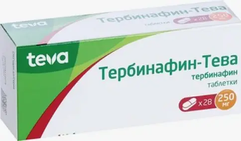 Тербинафин Таблетки 250мг №28 произодства Тева