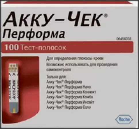 Тест-полоски к глюкомеру Акку-Чек Перформа Упаковка №100 произодства Ф. Хоффманн-ля Рош Лтд.