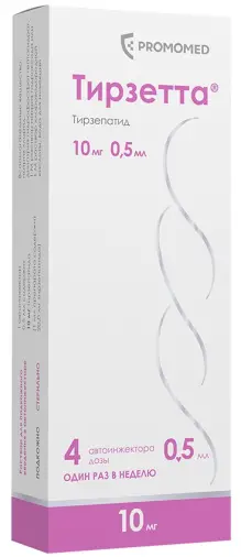 Тирзетта Р-р д/п/к введ., шпр-ручка 10мг/0.5мл №4 произодства Промомед Рус ООО
