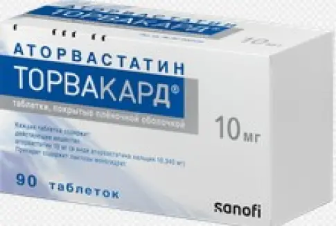 Торвакард Таблетки п/о 10мг №90 произодства Санофи Россия АО