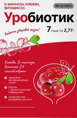 Уробиотик BioForte D-манноза 2000мг с экстр.клюквы Порошок №7 произодства Барнаульский ЗМП ООО
