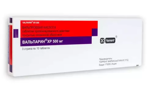 Вальпарин ХР Таблетки п/о 500мг №30 произодства Торрент Фармасьютикал Лтд.