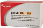 Валз Н Таблетки 160мг+12.5мг №98 от Актавис