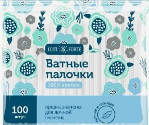 Ватные палочки Comforte Упаковка №100 произодства Коттон Клаб