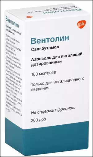 Вентолин Дозир.ингалятор 100мкг/доза 200доз произодства ГлаксоСмитКляйн (GSK)