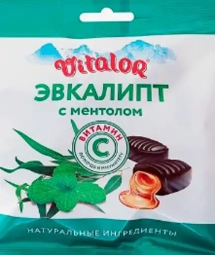 Виталор Vitalor карамель на основе трав с витамином С Леденцы (ментол и эвкалипт) 60г в Уфе