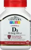 Витамин Д3 Таблетки жевательные (апельсин) 400МЕ №110 от 21st Century