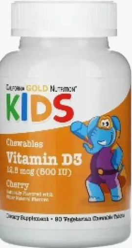 Витамин Д3 Таблетки жевательные (вишня) 500МЕ №90 произодства California gold nutrition