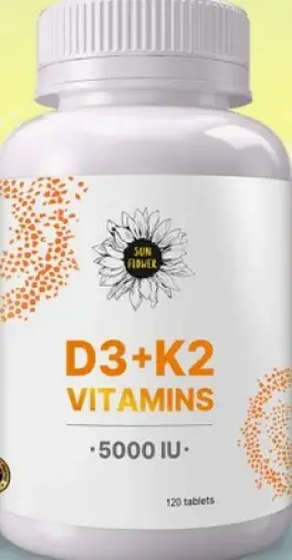 Витамин Д3+К2 Капсулы вегетарианские 5000МЕ+50мкг №120 произодства Solaray