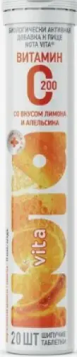 Витамин С 200мг Nota vita Таблетки шипучие (апельсин-лимон) №20 произодства Малкут НП ЗАО