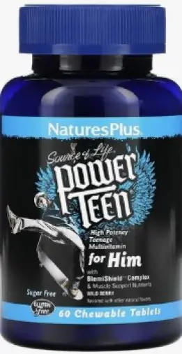 Витамины для подростков-мальчиков Source of Life Power Teen Multivitamin for him Таблетки жеват.б/сах. №60 произодства NaturesPlus