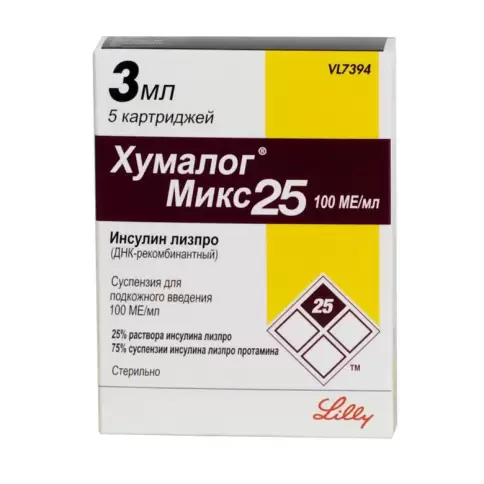 Хумалог Микс 25 Р-р д/инъекций 100МЕ/мл 3мл №5 в Балашихе