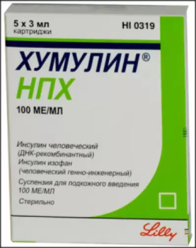 Хумулин НПХ Суспензия д/инъекций 100 ЕД/мл 3мл №5 в Реутове